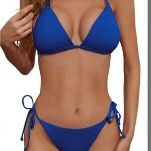 Elegant Blue Triangle Bikini Set